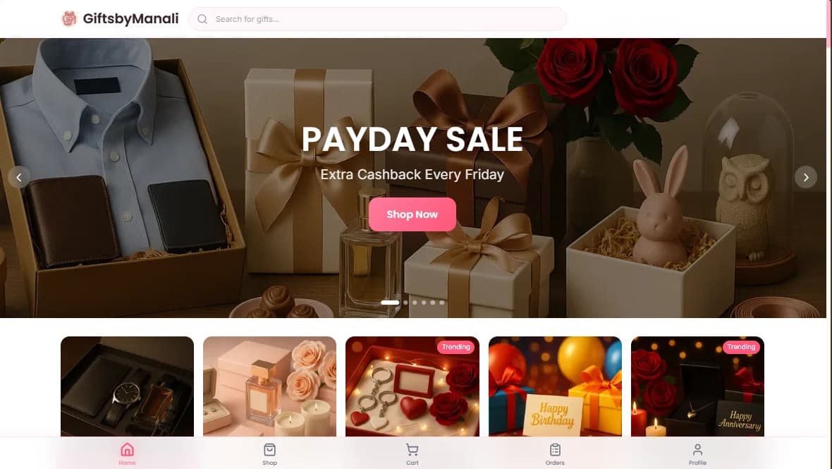 Gifts By Manali – Custom Ecommerce Website